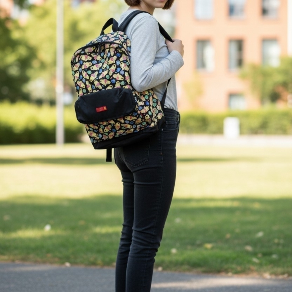 Disney Winnie The Pooh Multicolor Floral Pattern Backpack